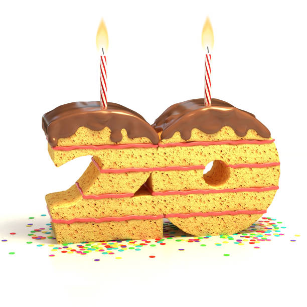 istock number 20 shaped chocolate birthday cake with lit candle 488052751