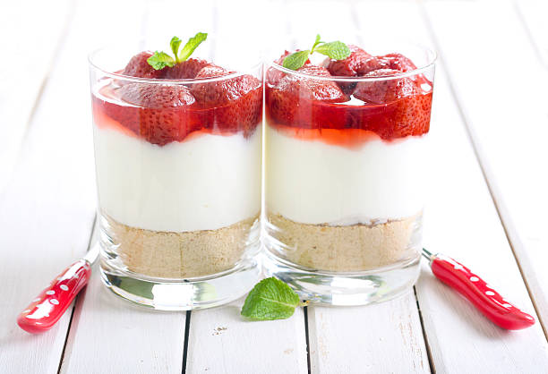 istock Soft cheese and strawberry dessert 488053781