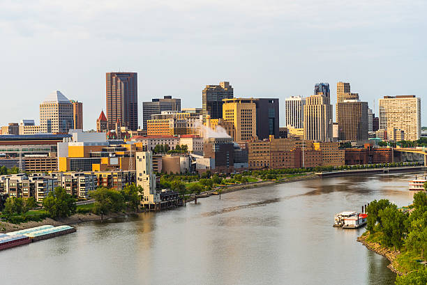 istock St. Paul Downtown Skyline and the Mississippi River Riverfront 488055104