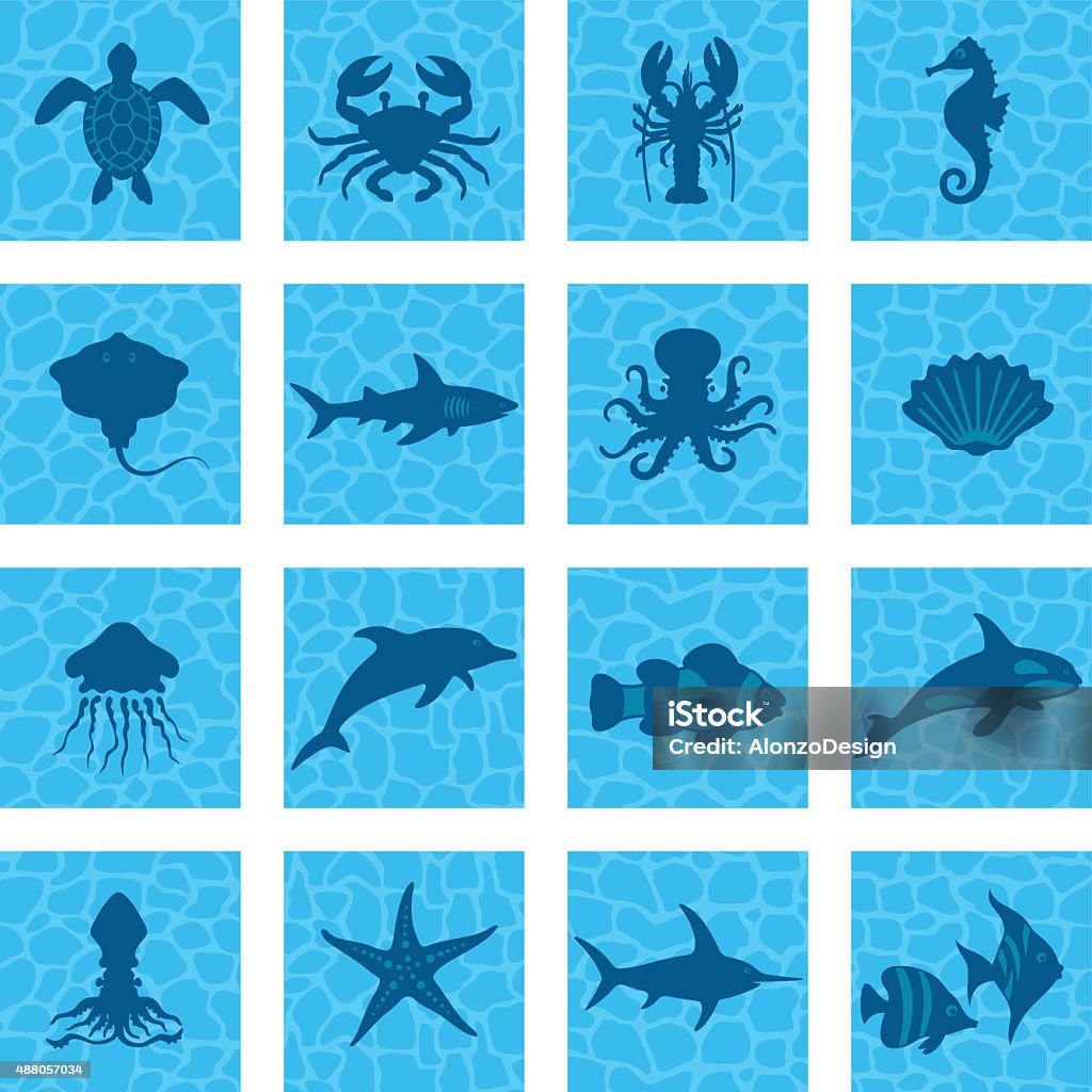 Sea Life Icon Set High Resolution JPG,CS6 AI and Illustrator EPS 10 included. Each element is named,grouped and layered separately. Very easy to edit. Jellyfish stock vector
