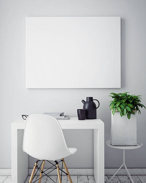 3D illustration of poster frame template, workspace mock up