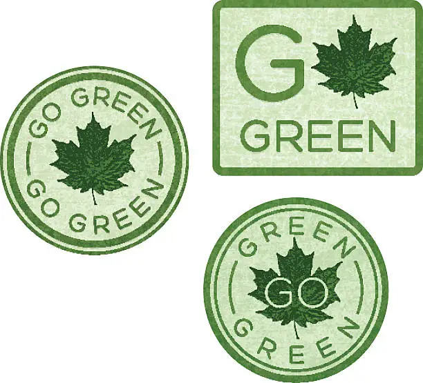 Vector illustration of Go Green Environment Ecology Nature Labels and Badges