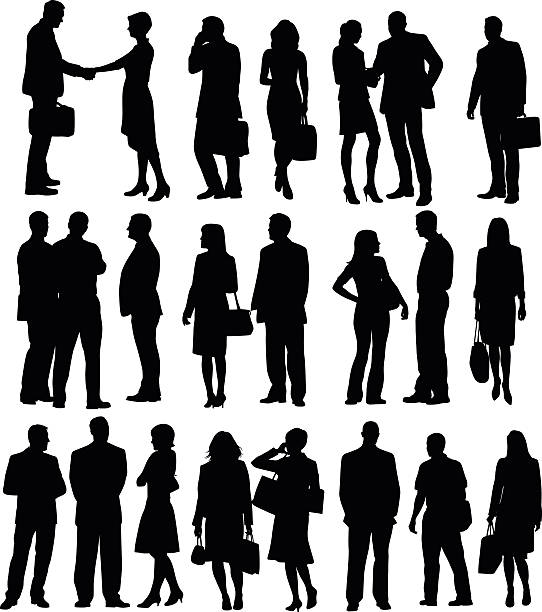 Business People Silhouette Collection A vector silhouette illustration of various business men and women. shadow team business business person stock illustrations