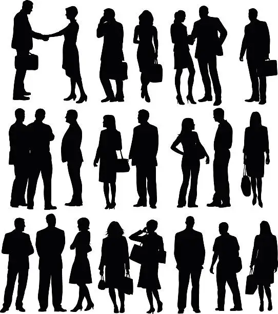 Vector illustration of Business People Silhouette Collection