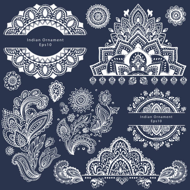 istock Set of ornamental Indian symbols 488061352