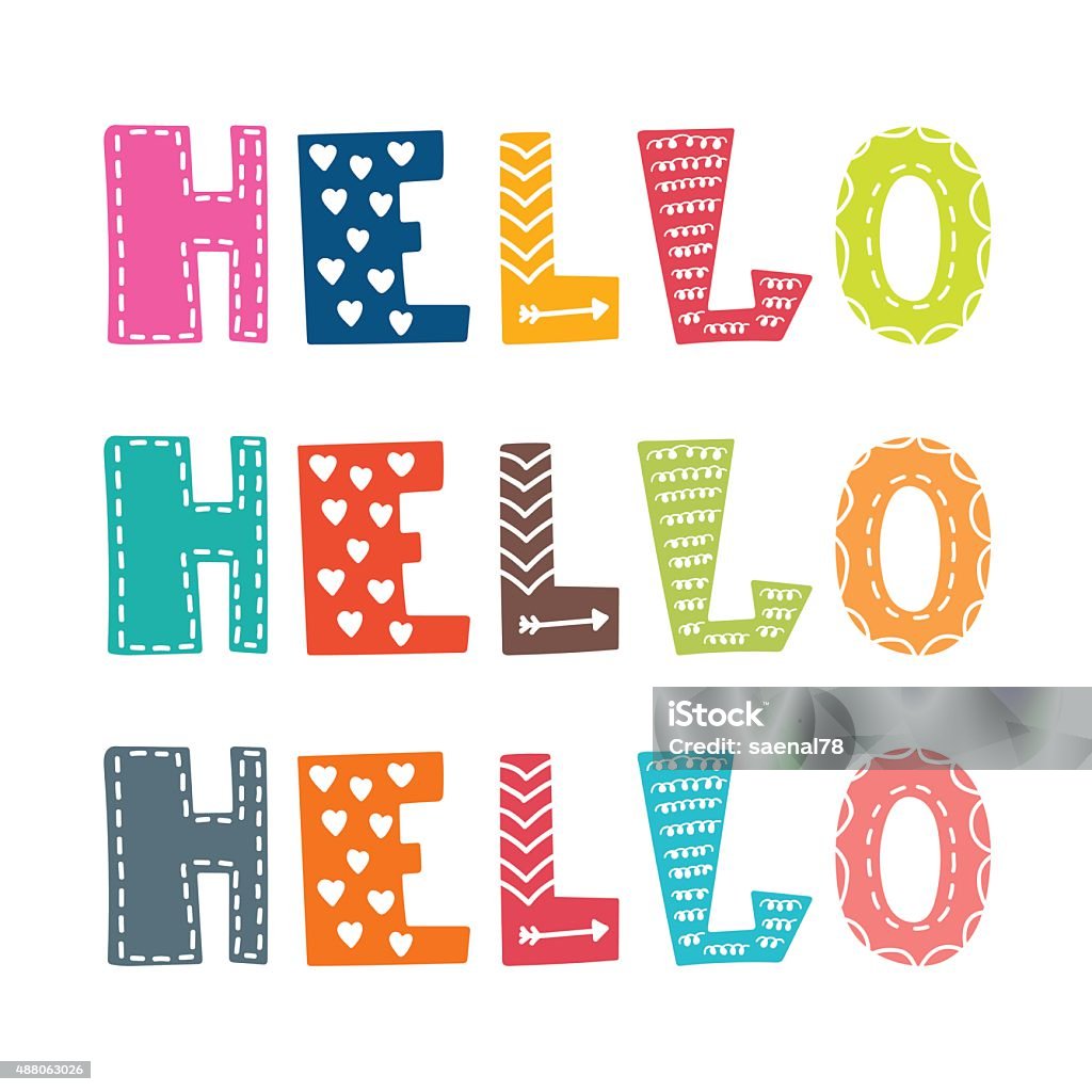 Hand Lettering Hello Again Hello Hand Lettering Stock Illustration - Download Image Now - 2015 ...