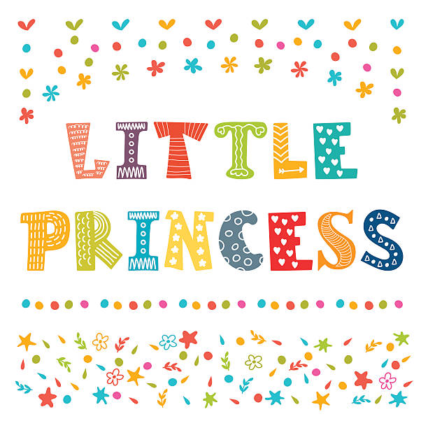 ilustrações, clipart, desenhos animados e ícones de pequena princesa. lindo cartão de felicitações para menina - computer graphic multi colored little girls teenage girls