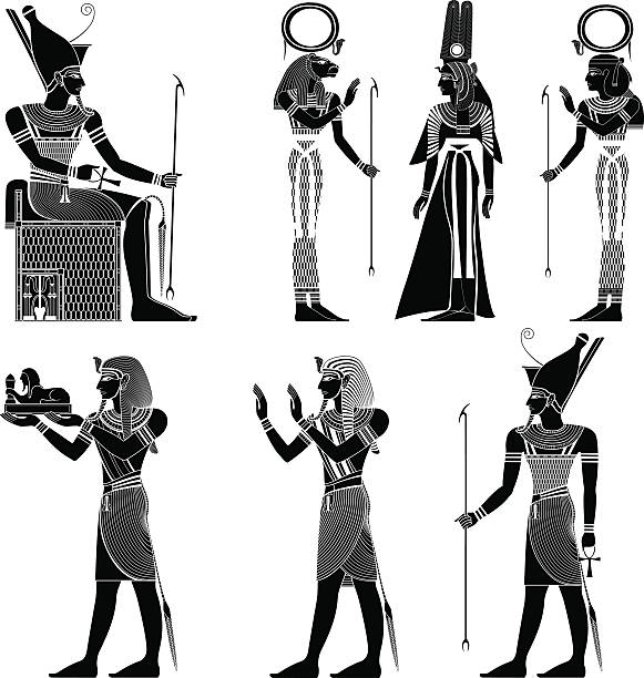 starożytne egiptu symbol - hieroglyphics egypt egyptian culture nefertiti stock illustrations
