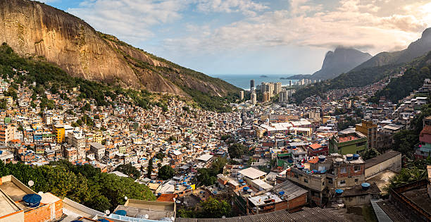 Panoramic view of Rio's Rocinha favela stock photo