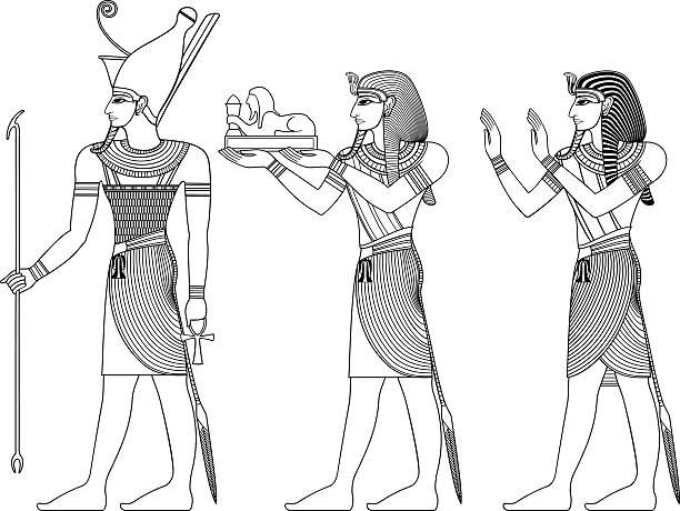 illustrazioni stock, clip art, cartoni animati e icone di tendenza di faraone egiziano antico simbolo, - mythical pharaoh