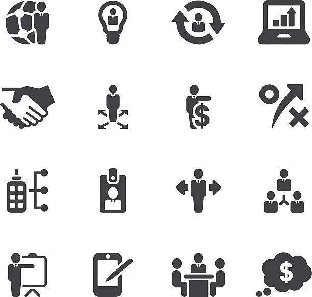 Vector illustration of Management and Business Silhouette icons| EPS10