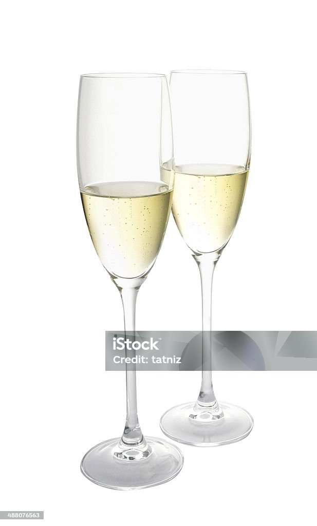 Two glasses of champagne. Isolated Anniversary Stock Photo