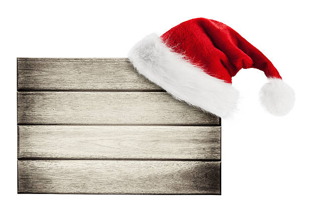 istock Wooden signboard with Christmas hat 488077497
