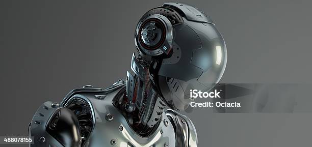 Robot In Helmet Stock Photo - Download Image Now - Cyborg, Futuristic, Armed Forces