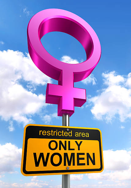 istock women only area road sign 488078219