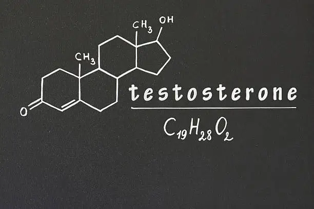 The chemical formula of testosterone on the board