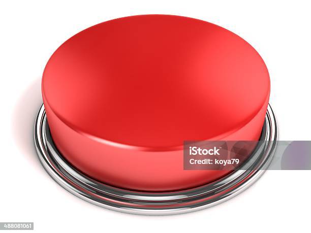 Red Button Isolated On White Stock Photo - Download Image Now - Abstract, Alertness, Assistance