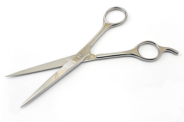 istock Professional haircutting scissors isolated on white. 488081677