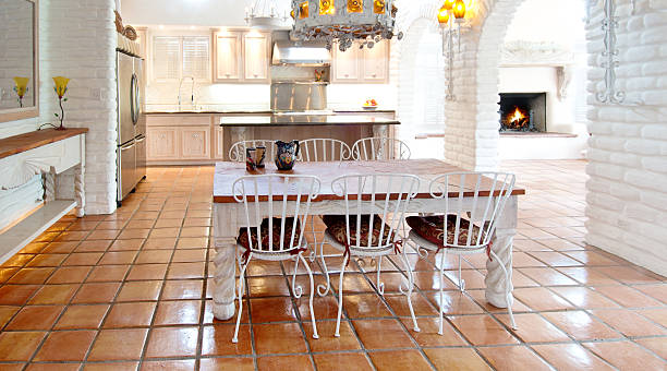 istock Interior of a beautiful custom kitchen and dining room 488081998