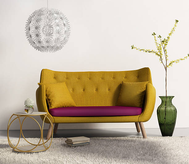 istock Mustard sofa in fresh interior living room 488082101