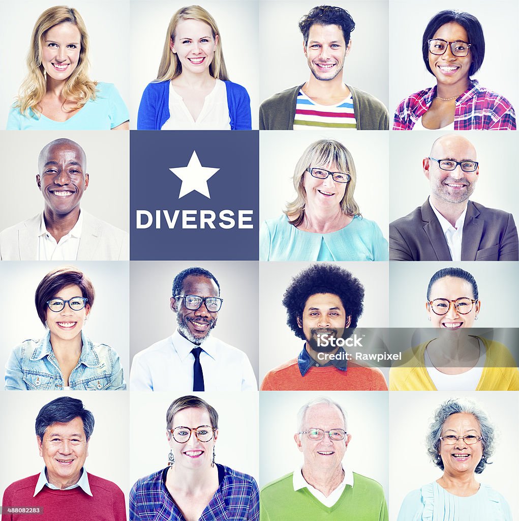 Portraits of Multiethnic Diverse Colorful People Business Casual Stock Photo