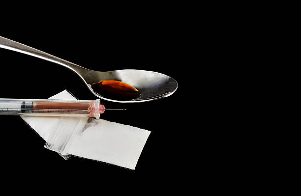 ヘロイン hypodermic の針 - crime medicine narcotic rx ストックフォトと画像