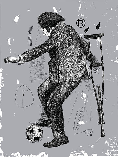 Footballer Image of a disabled person who plays soccer midfielder stock illustrations