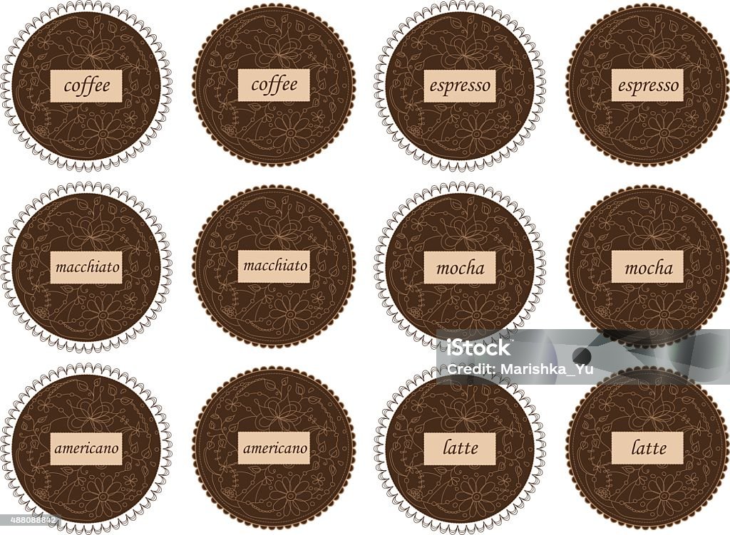Coffee labels Set of vector hand drawing coffee labels 2015 stock vector