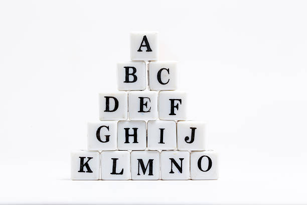 lettere isolati di alfabeti - dictionary alphabet letter text foto e immagini stock