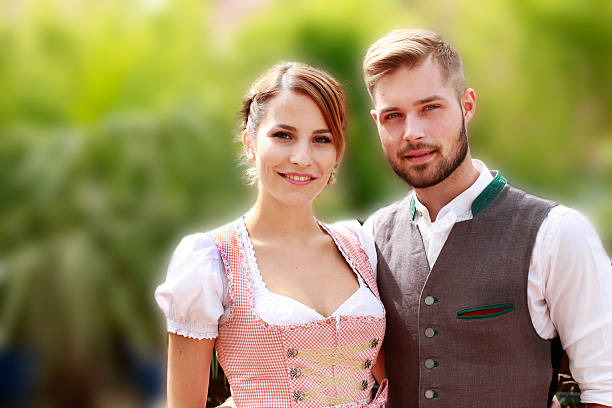 Bavarian couple in traditional costume w