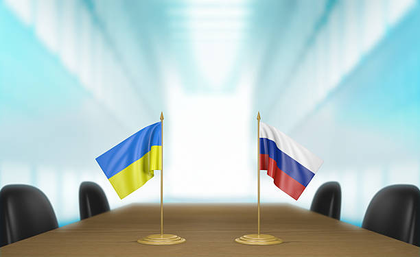 Ukraine and Russia relations and trade deal talks 3D rendering