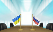 Ukraine and Russia relations and trade deal talks 3D rendering