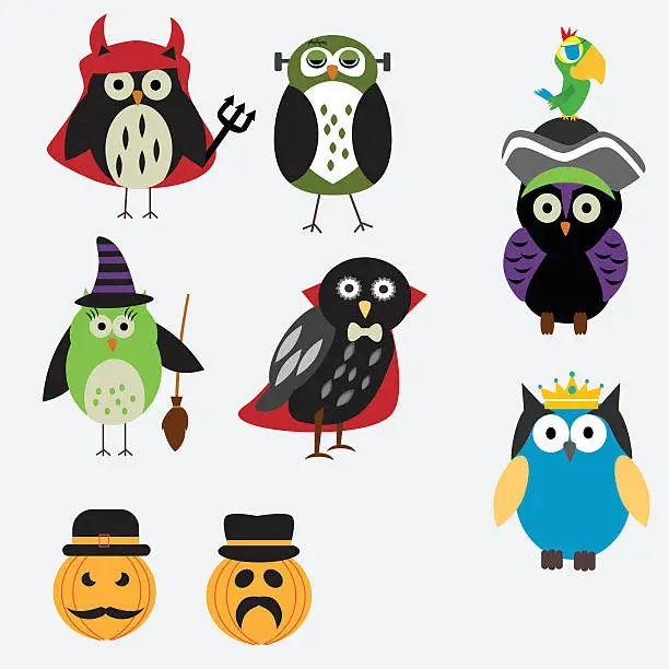 Vector illustration of Spooky Halloween Owls vector. illustration EPS10.