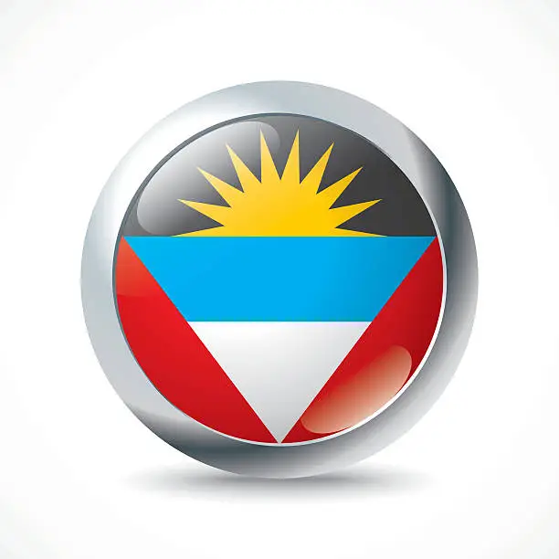 Vector illustration of Antigua and Barbuda flag button