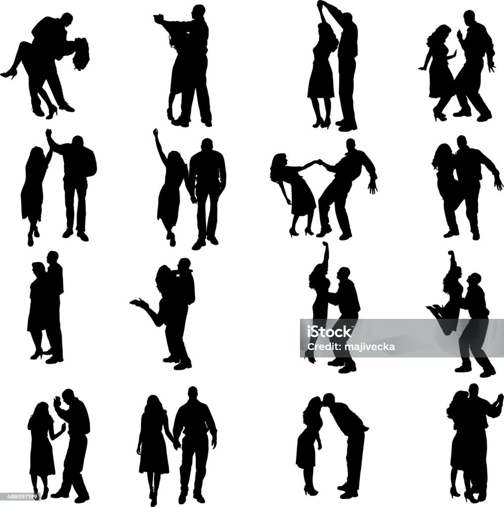 Vector silhouette of people. Vector silhouette of people who dance on a white background. In Silhouette stock vector