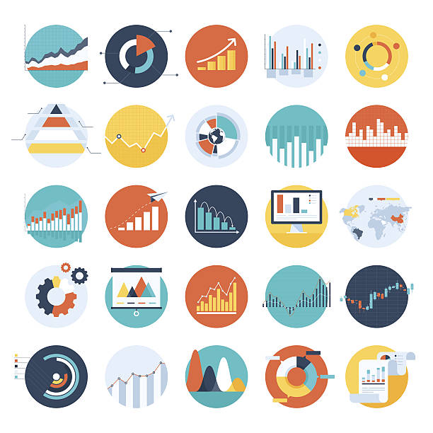 비즈니스 차트 - infographic icon set finance symbol stock illustrations