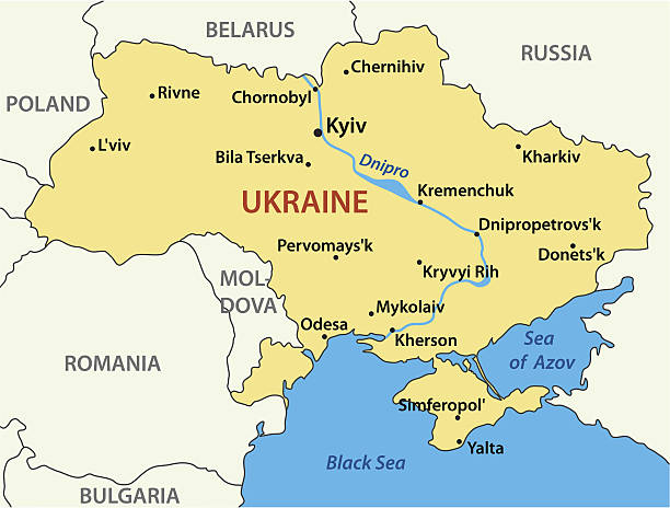 map of Ukraine - vector illustration map of Ukraine - vector illustration. Eps 8. dnieper river stock illustrations