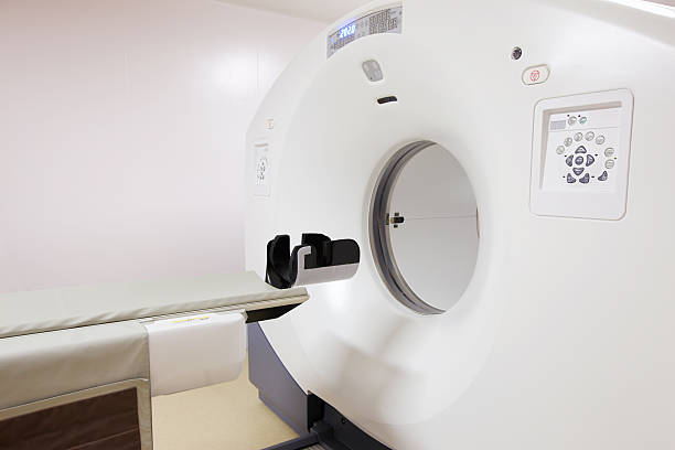 PET-CT scanner in hospital room stock photo