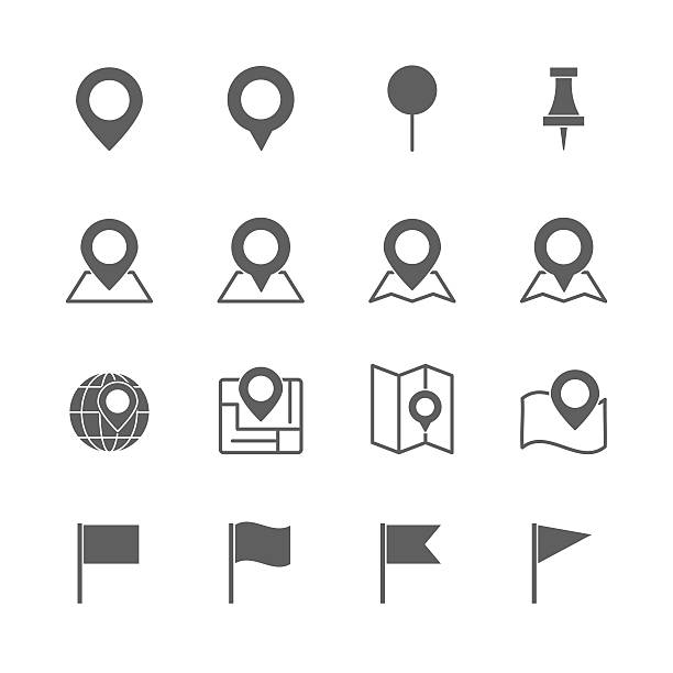 pin-код карты набор иконок - флаги и карты stock illustrations