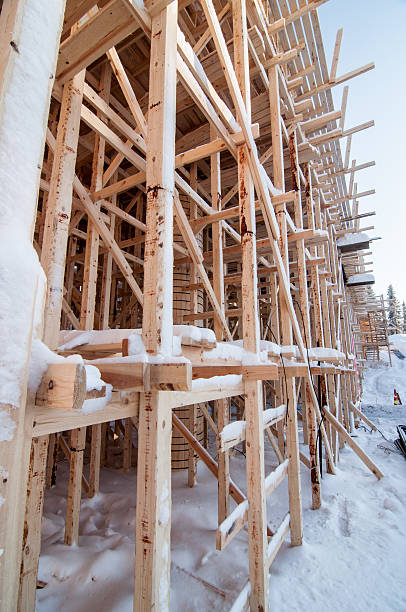 istock Wooden frame of a bridge 488108350