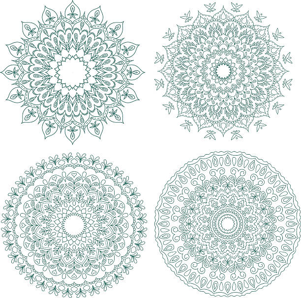 ilustrações, clipart, desenhos animados e ícones de mandala série. elementos decorativos de época. - lace group of objects obsolete old