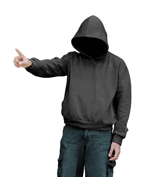 istock Man in hoodie pointing something 488110320