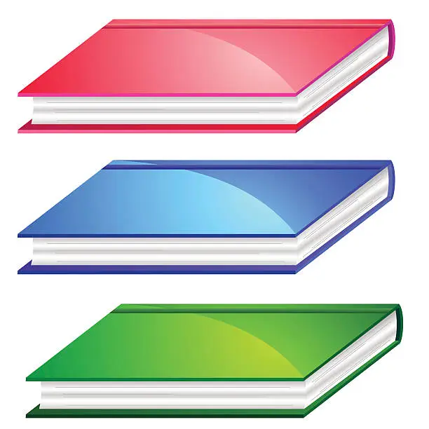 Vector illustration of Three colorful books