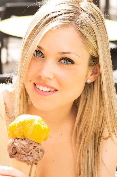 beautiful blonde with an ice cream