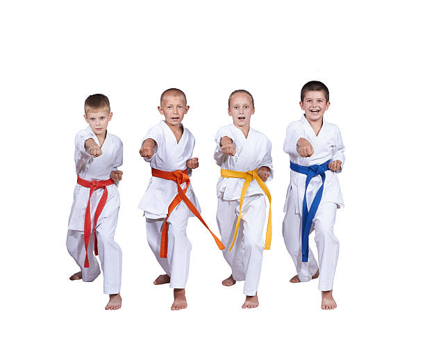 istock Four athlete are beating the blow gyaku-tsuki 488112496