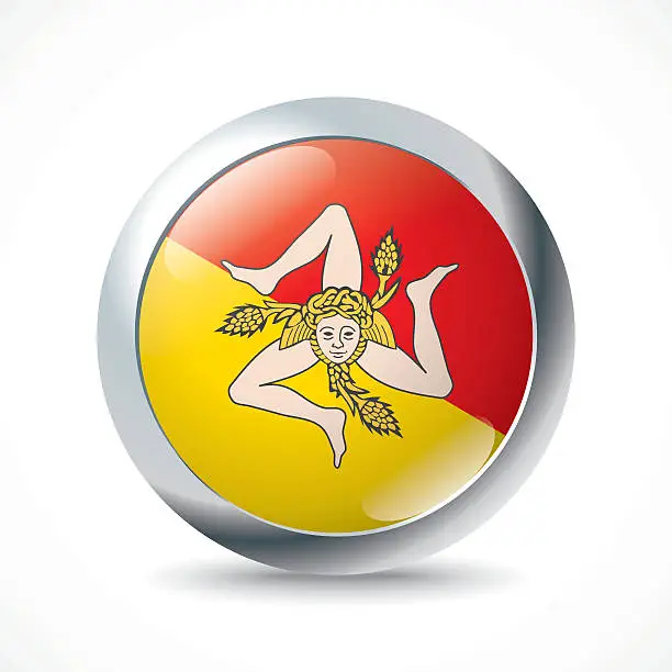 Vector illustration of Sicily flag button