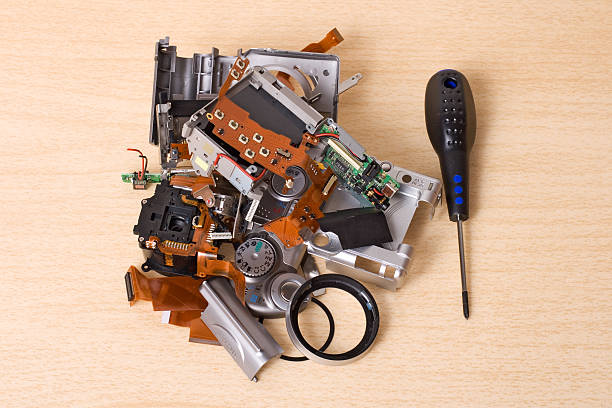 istock Disassembled compact digital camera spare parts 488114834