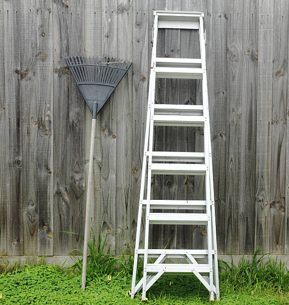 istock Aluminum ladder against the wall. 488116682