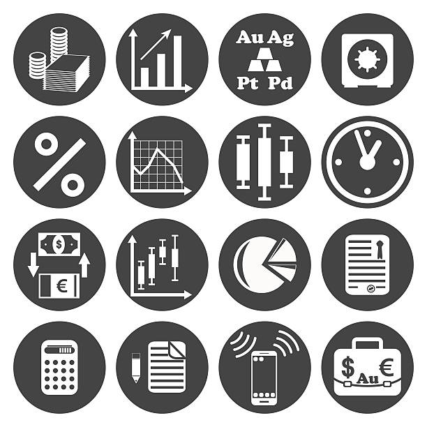 Investor icons set Investor icons set on dark plates, 2d vector, eps 8 box plot graph stock illustrations