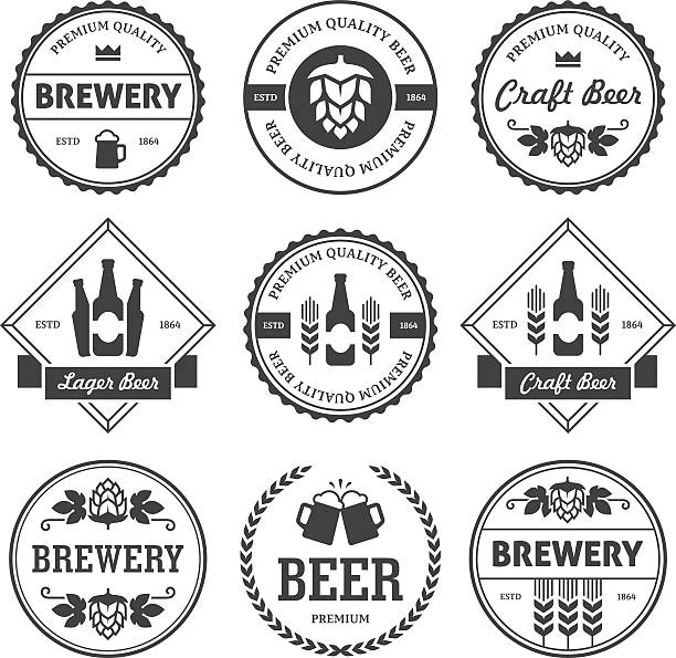 ilustrações, clipart, desenhos animados e ícones de rótulos de cerveja preta isolada no branco - computer icon symbol quality control elegance